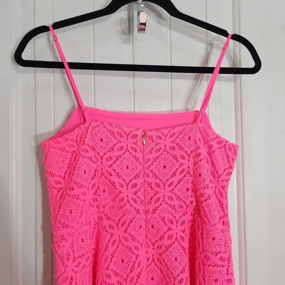 Lilly Pulitzer Womens Dress Jennilee Trellis Lace Barbie Pink Mini Fit Flare S - Picture 10 of 12
